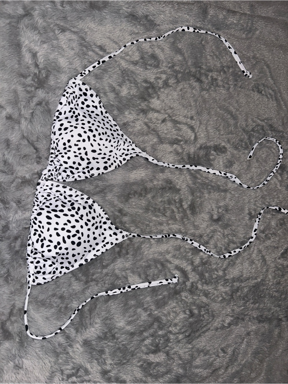 Black & White Dalmatian Print Triangle Bikini Top